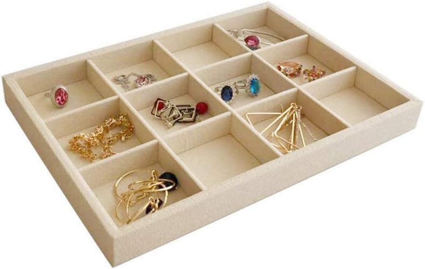 Velvet Sunglasses Organizer Tray 4 Slot, Stackable Eyewear & Glasses Display Case, Premium Beige Velvet, Scratch-Free Lining, Drawer Insert for Dressing Table Vanity Home Retail Trade Show