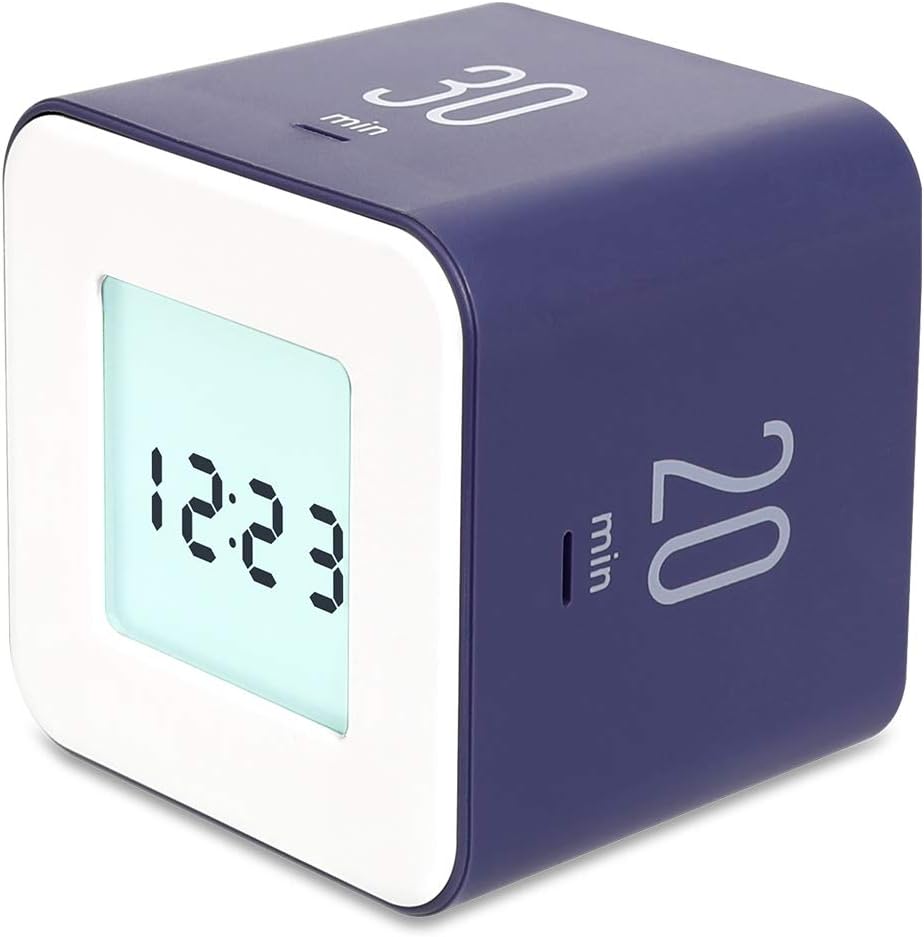 mooas Multi Clock Time Cube Timer (White), Alarm & Backlight Desk Productivity for ADHD Kids Classroom Study, Kitchen, Cooking, Desk, Office, Time Management 5,15,30,60 min Timer Various Setting