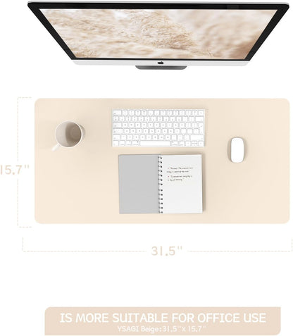 YSAGi Non-Slip Leather Desk Pad, Waterproof Laptop Computer Desk Keyboard Mat, Table Protector Blotter Mat, Large Mouse Pad for Office/Work/Home/Decor(Black, 31.5" x 15.7")