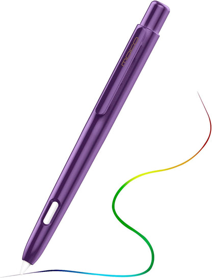MoKo Holder Case Compatible with Apple Pencil 2nd Generation, Retractable Protective Apple Pencil Cover with Sturdy Clip, Hard PC Apple Pencil Case, Support Double-Tap, Dark Purple