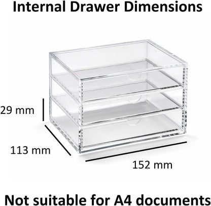 Osco X-Small Clear Acrylic Triple Drawer, (X-Small), A3274