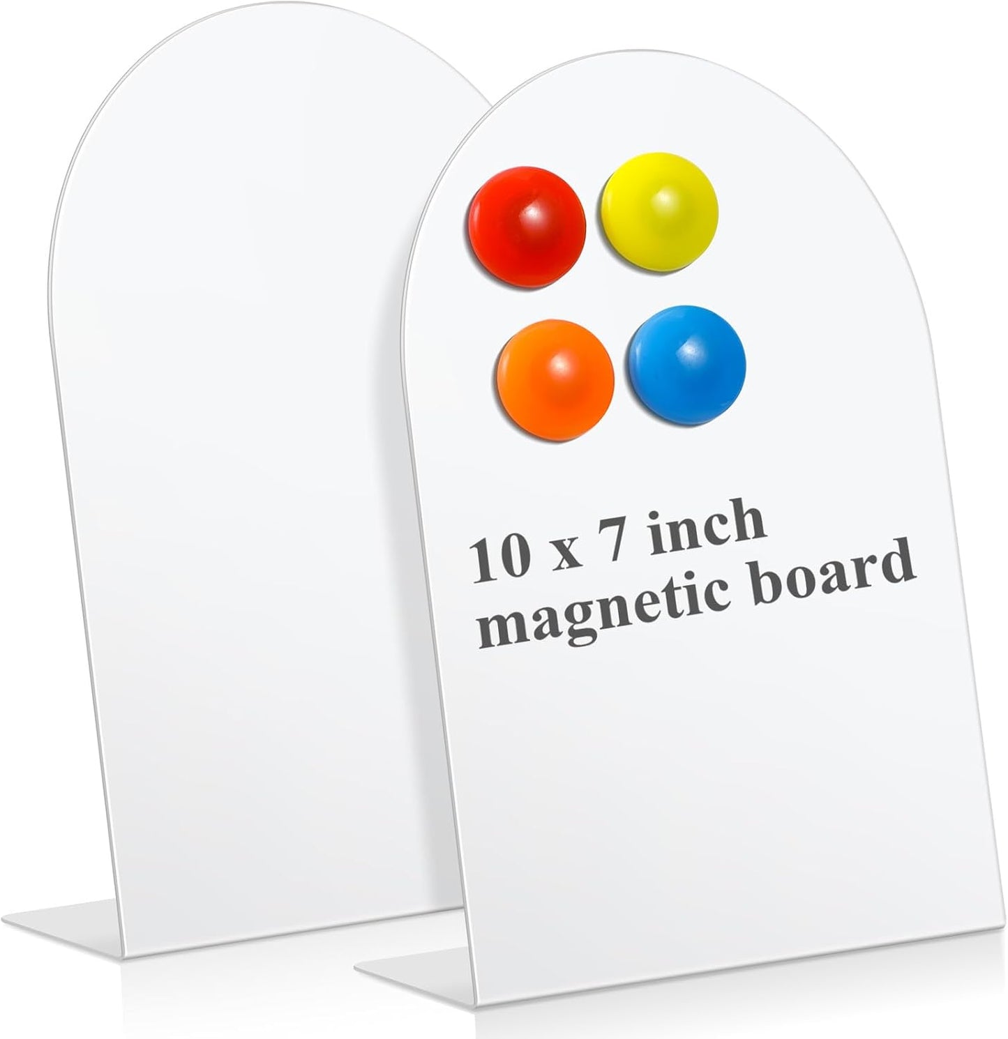 Shimeyao 2 Pcs Pink Magnetic Bulletin Board for Tabletops with 8 Magnets 10x7 Inch Memo Display Easel Stand for Home Office School Kitchen Table Supplies (Arched)
