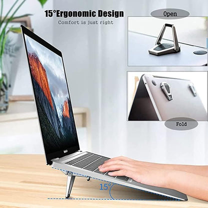Portable Invisible Laptop Stand - 2PCS Zinc Alloy Laptop Mini Stand Heat Dissipation Pad, Laptop Lifter for 12-20 Inch Laptops (Black)