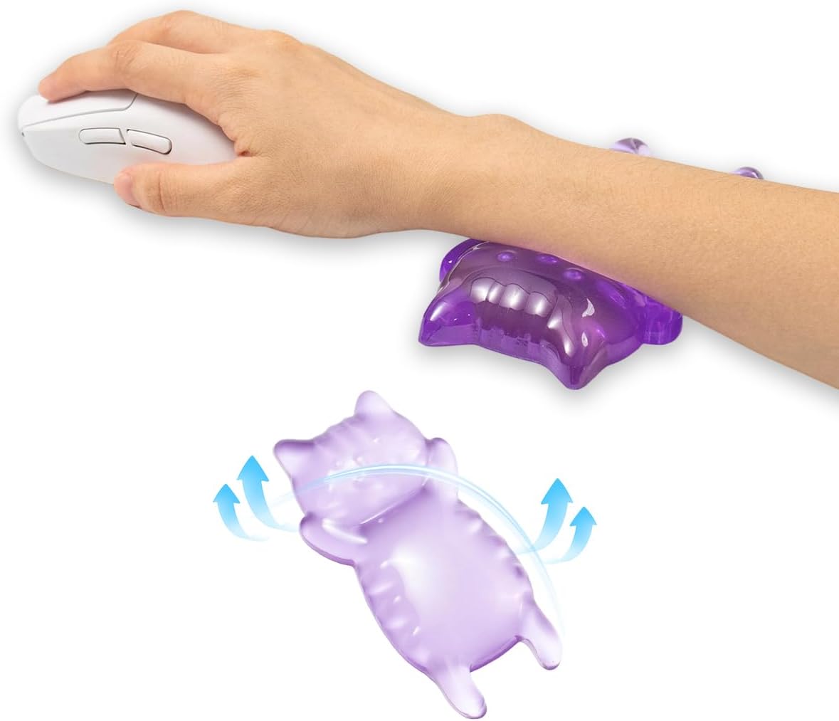 Ergonomic Gel Mouse Wrist Rest – Clear Cute Cat Mouse Wrist Rest, Comfort & Support for Typing and Gaming (Pink)