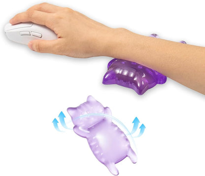 Ergonomic Gel Mouse Wrist Rest – Clear Cute Cat Mouse Wrist Rest, Comfort & Support for Typing and Gaming (Pink)