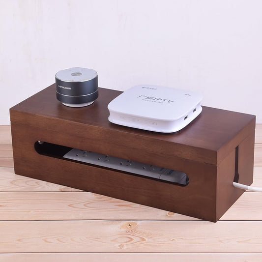 Solid Wood Cable Management Box, Cord Organizer & Power Strip Hider, Decorative Wire Storage Box for Home Office, TV, Desk, Router – Handcrafted Cord Concealer for Tidy Space