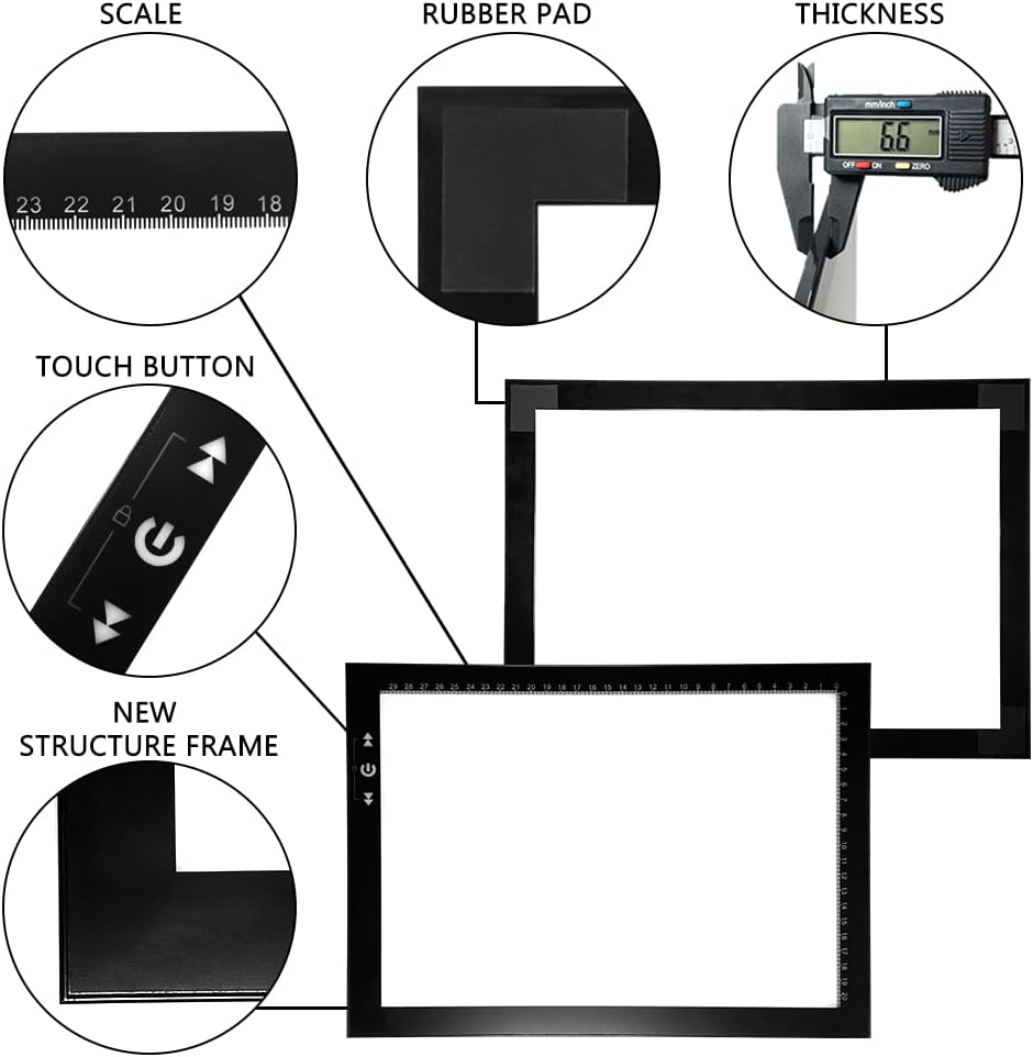 HSK B4/A3s LED Artist tracing Light Box Copy Table, Adjustable High Brightness Light Pad for Tatto Drawing, Sketching, Animation,Diamond Painting Accessories