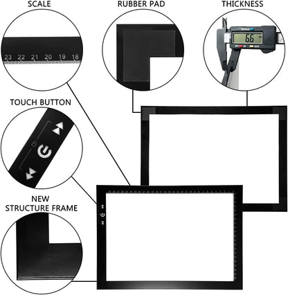 HSK B4/A3s LED Artist tracing Light Box Copy Table, Adjustable High Brightness Light Pad for Tatto Drawing, Sketching, Animation,Diamond Painting Accessories
