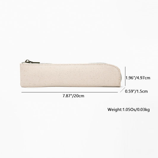 Canvas Pencil Case Small Pencil Pouch Slim Lightweight Pen Case Holder Cute Zipper Bag for School Office