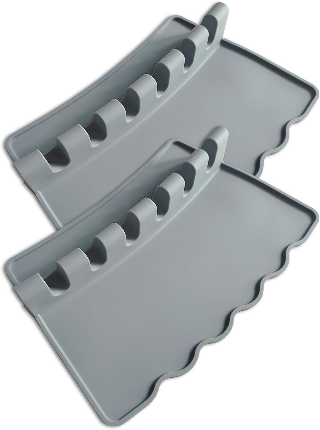 2 Pack Silicone Paint Brush Holders, Large Paint Brush Rest with 6 Slots, Suitable for Watercolor, Oil, Acrylic Painting Brushes (Grey)