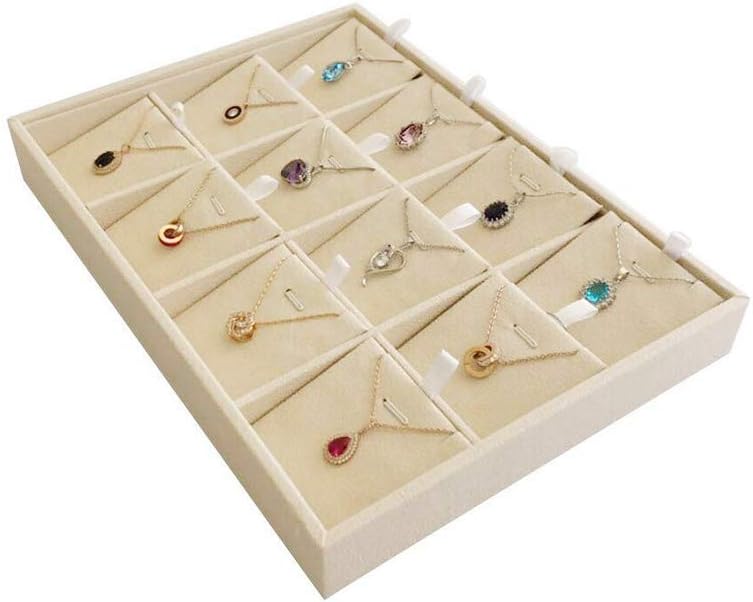 Velvet Sunglasses Organizer Tray 4 Slot, Stackable Eyewear & Glasses Display Case, Premium Beige Velvet, Scratch-Free Lining, Drawer Insert for Dressing Table Vanity Home Retail Trade Show