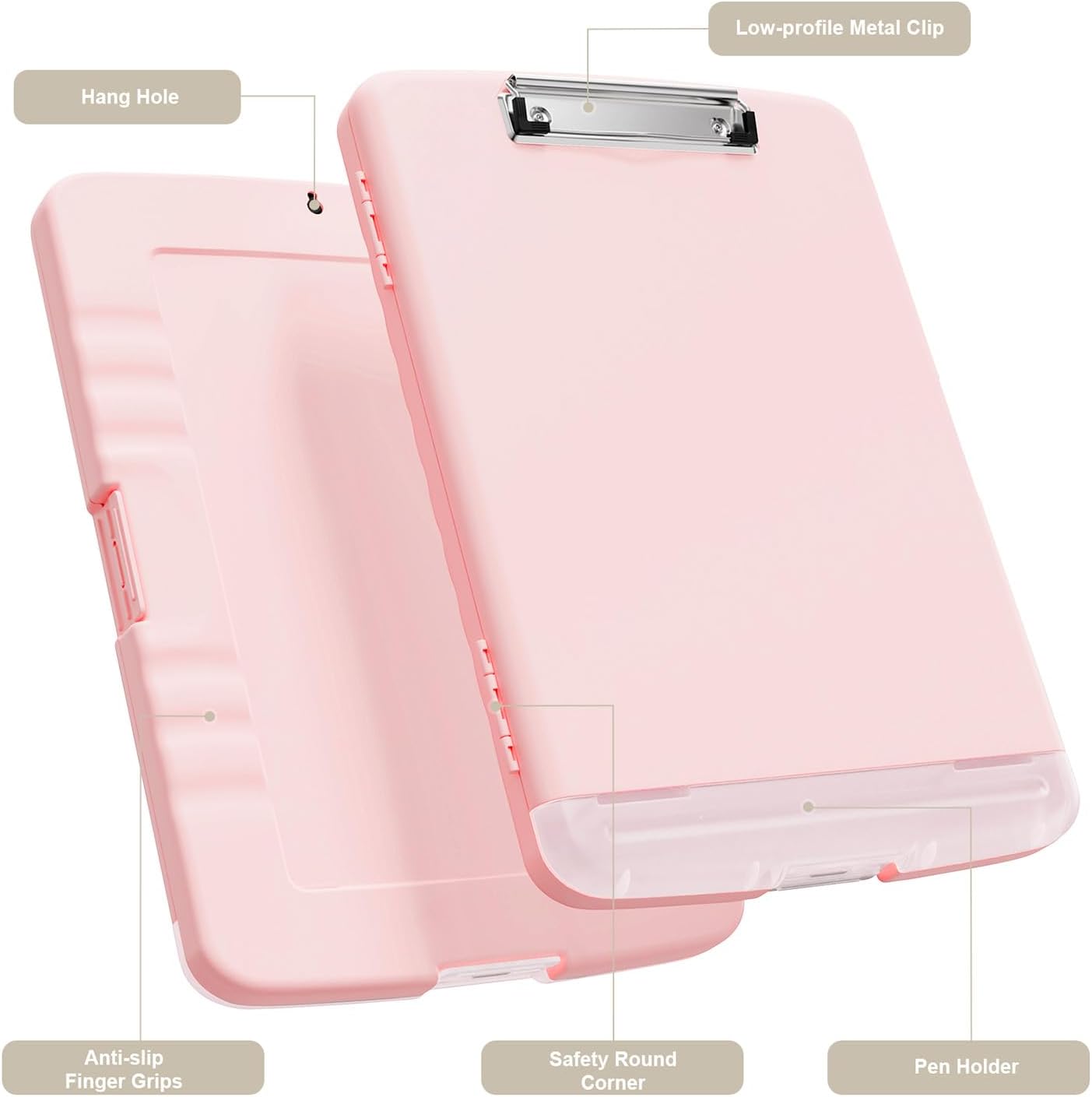 Piasoenc Clipboard with Storage, 8.5 x 11 Organization Box with Pen Holder and A4 Legal Paper Folder, Folio & Side-Opening, Low Profile Clip,for Nurses,Teachers, Size 14 x 9.6 x 1.2 in, Black