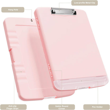 Piasoenc Clipboard with Storage, 8.5 x 11 Organization Box with Pen Holder and A4 Legal Paper Folder, Folio & Side-Opening, Low Profile Clip,for Nurses,Teachers, Size 14 x 9.6 x 1.2 in, Black