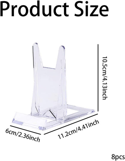 8 Pcs Book Display Stand, Acrylic Book Stand for Comics, Magazines, Postcards, Art, DVDs, Albums, and Wallets
