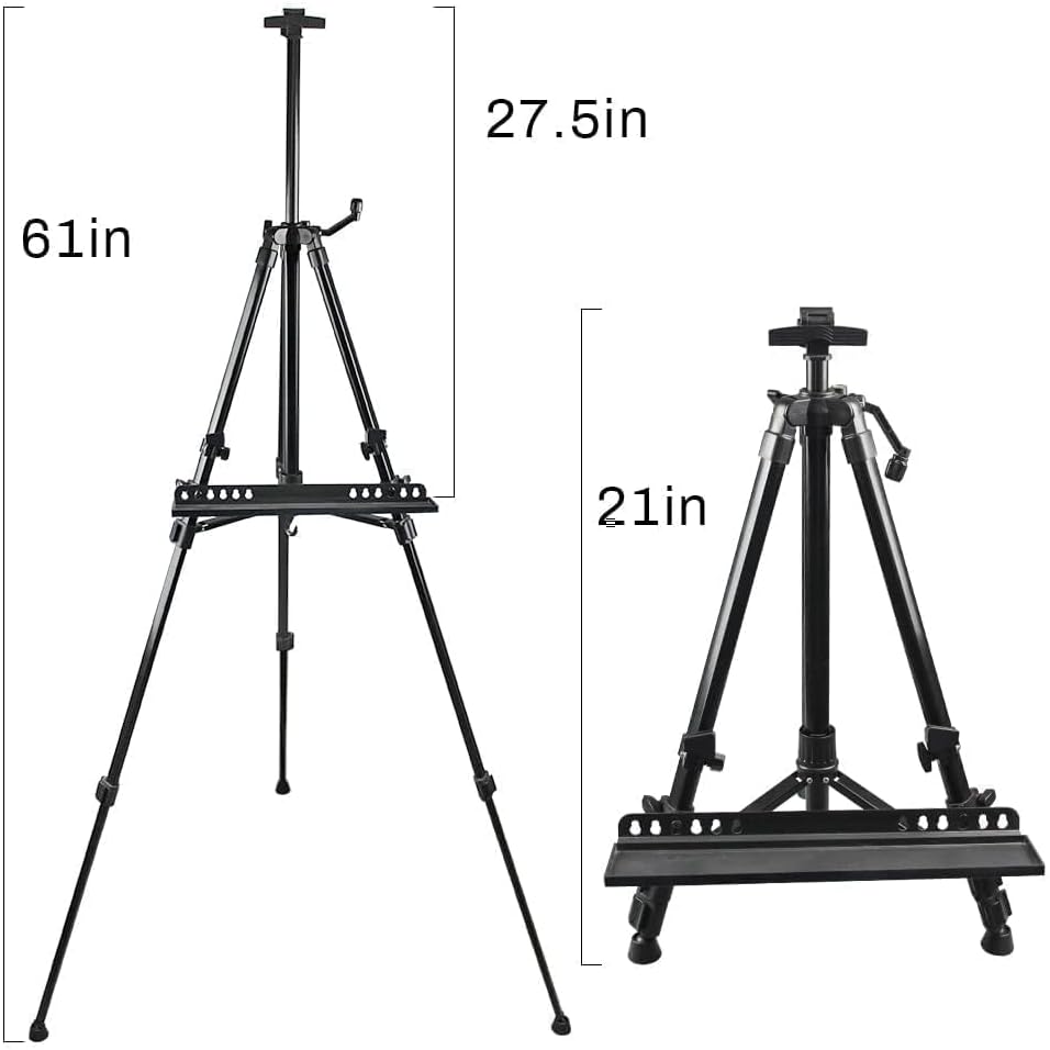 Art Easel Stand for Painting and Sign - RRFTOK 17 to 66 Inch Adjustable Aluminum Tripod Easels for Display, Portable Canvas and Poster Stand with Carry Bag for Beginners, Students and Classroom Use