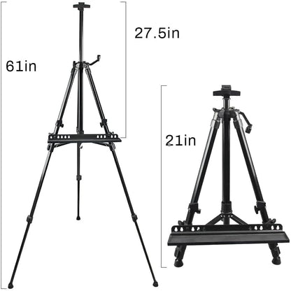 Art Easel Stand for Painting and Sign - RRFTOK 17 to 66 Inch Adjustable Aluminum Tripod Easels for Display, Portable Canvas and Poster Stand with Carry Bag for Beginners, Students and Classroom Use