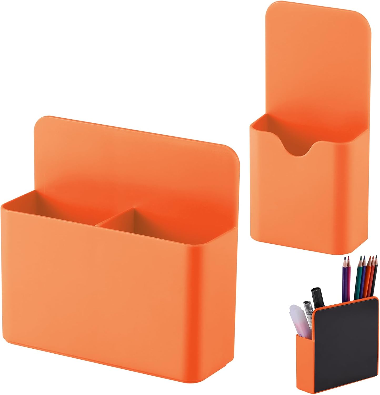KITANIS Magnetic Pen Holder,2 Pack Magnetic Dry Erase Marker Holder with Generous Compartments,Strong Magnet Storage Marker Pen Pencil Organizer for Refrigerator,Whiteboard,Locker Accessories
