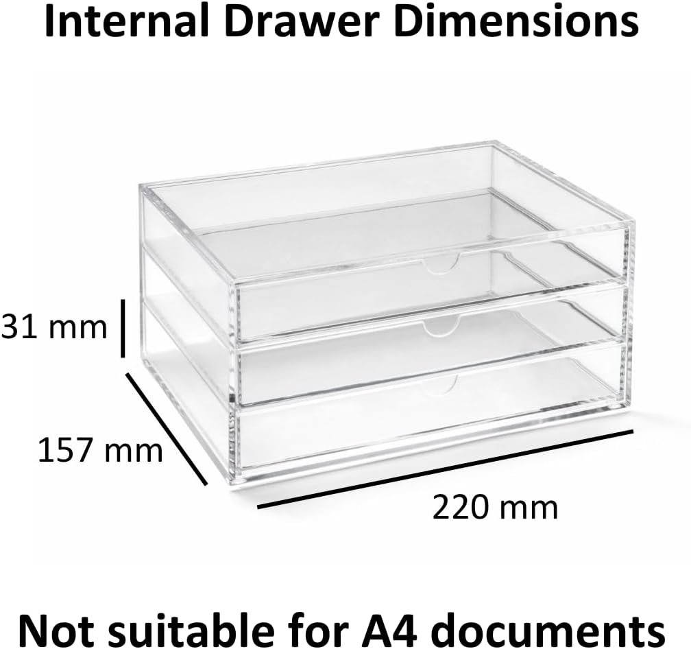 Osco X-Small Clear Acrylic Triple Drawer, (X-Small), A3274