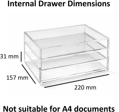 Osco X-Small Clear Acrylic Triple Drawer, (X-Small), A3274