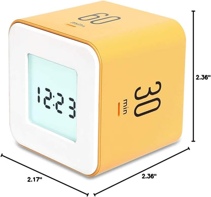 mooas Multi Clock Time Cube Timer (White), Alarm & Backlight Desk Productivity for ADHD Kids Classroom Study, Kitchen, Cooking, Desk, Office, Time Management 5,15,30,60 min Timer Various Setting