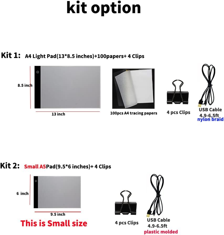 Small A5 Ultra-Thin Portable LED Tracing Light Box Dimmable Tracer Pad Board Universal USB Powered Adjustable Brightness for Artists Drawing Sketching Trace Animation Artcraft 5d Diamond Painting