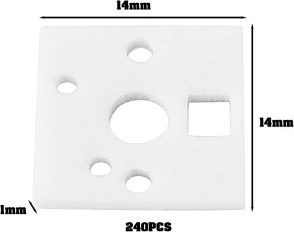 240 Pcs PE Mechanical Keyboard Switch Pads 1mm Shaft Pad Noise Dampener Foam Pads for 61/64/87/104 Hot Swap Gaming Keyboard White 14x14x1mm