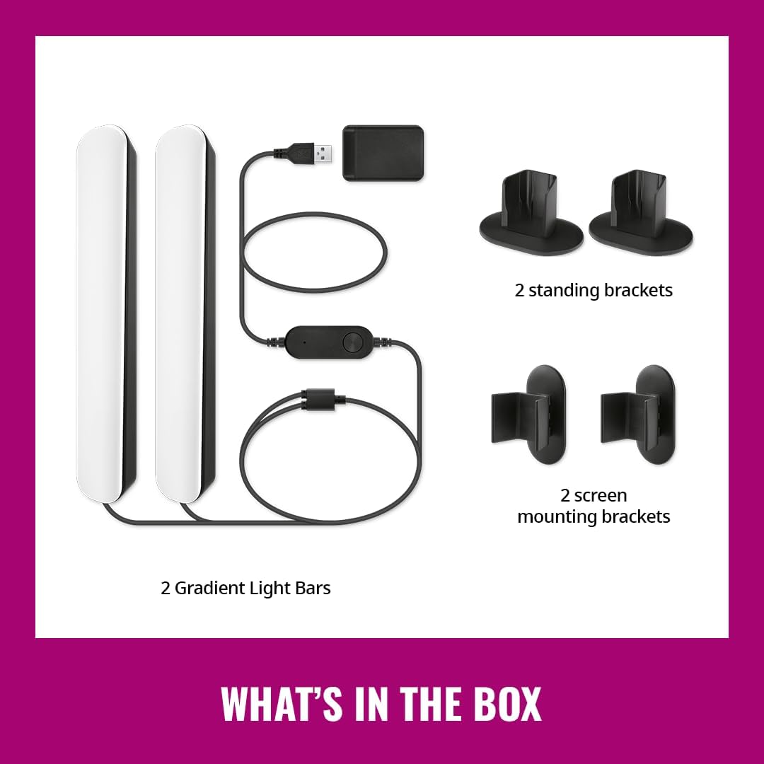 WiZ Connected Gradient Light Bars, RGBIC, Display Multiple Colors, 150 Lumens, Versatile Placement, Easy Setup, LED, Connect to Wi-Fi, Control with App/Voice