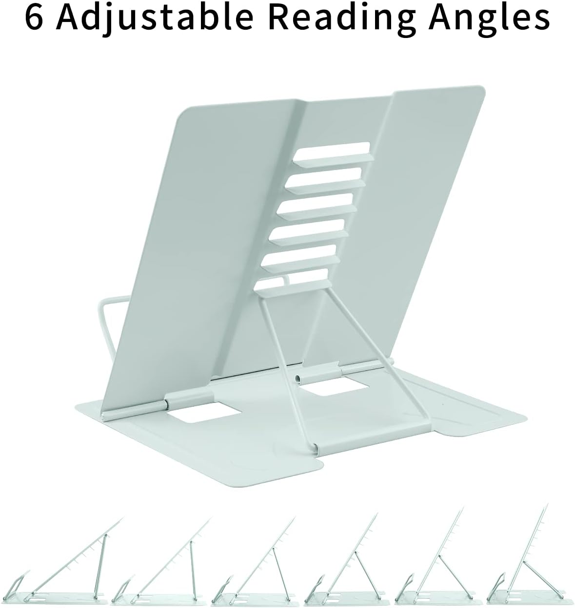 MSDADA Desk Book Stand Metal Reading Rest Book Holder Adjustable Cookbook Documents Holder Bookstands for Recipes Textbook Music Books, the First Day of School Gift for Students, Teachers (Light Blue)