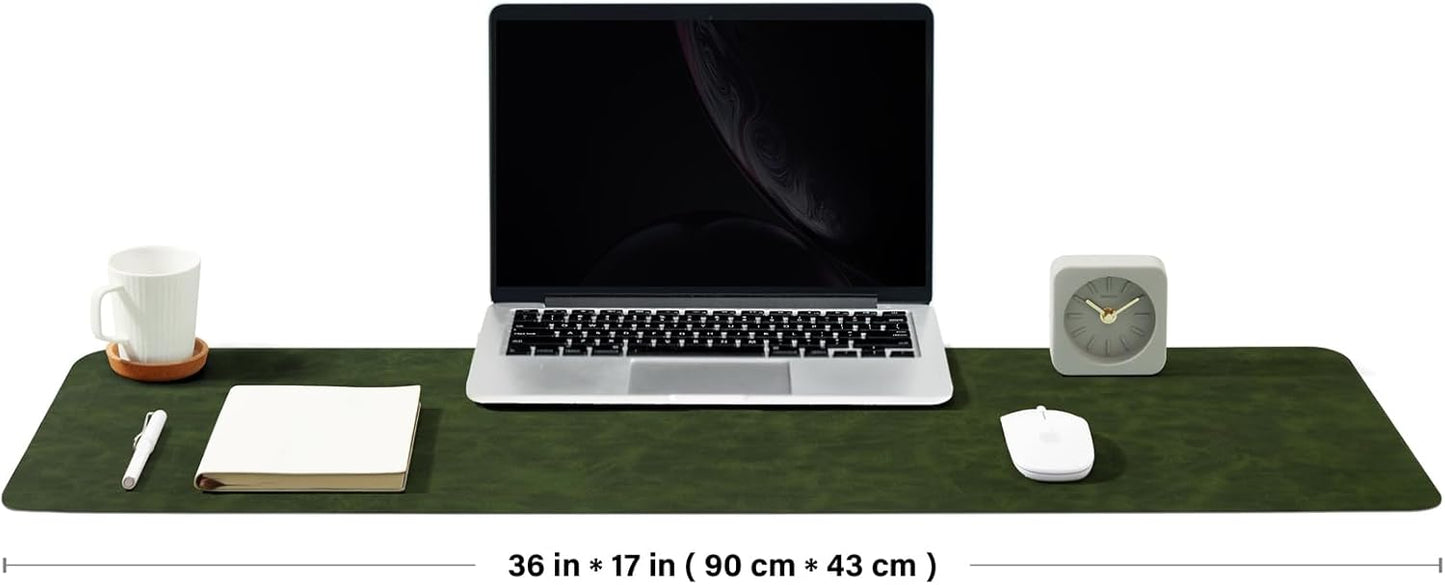Distressed Leather Desk Mat - Non-Slip PU Desk Pad for Office and Home - Desk Organization and Accessories - Ideal for Large Mouse Pad and Desk Mats on Top of Desks(Tan,36"x 17")