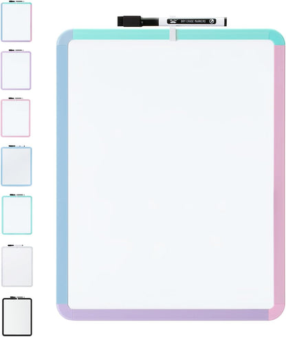 Mr. Pen- Dry Erase Board, 14” x 11” with a Black Dry Erase Marker, White Frame, Small Mini White Board for Students, Fridge, Wall, Locker, Includes Double Sided Tapes