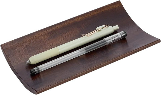 FINGERINSPIRE Wooden Pen Tray 7.48x3.94 Inch Pens Display Holder Arch Shape Walnut Wood Pen Tray Coconut Brown Wooden Pens Desk Organizer for Writing Tools Pencils Office Stationery Desk Decoration