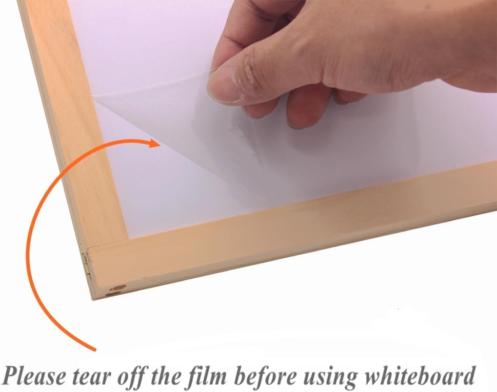 Wooden Freestanding A Frame Non Magnetic Chalkboard and Magnetic Dry Erase White Board Display Sign, Double Sided Tabletop Message Board for Home, Office and Counter