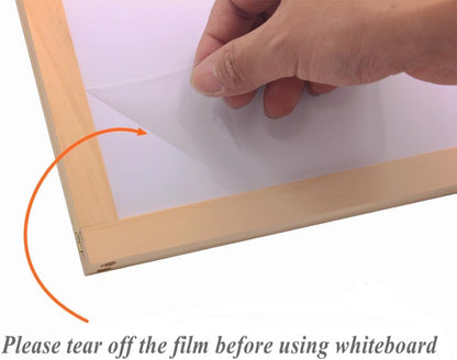 Wooden Freestanding A Frame Non Magnetic Chalkboard and Magnetic Dry Erase White Board Display Sign, Double Sided Tabletop Message Board for Home, Office and Counter
