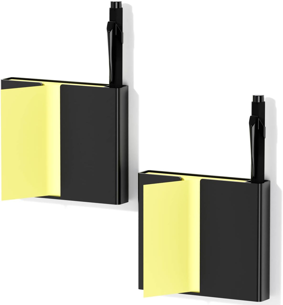 Sticky Note Dispenser, Magnetic Sticky Note Holder for Post It Notes, 3 x 3 Inch Sticky Note Pen Organizer for Office Home Classroom, Black