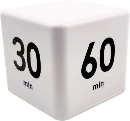 Feilifan Cube Timer, Productivity Cube Flip Timer for Kitchen Studying Workout Classroom Kids ADHD 15-20-30-60 Minute Preset, White