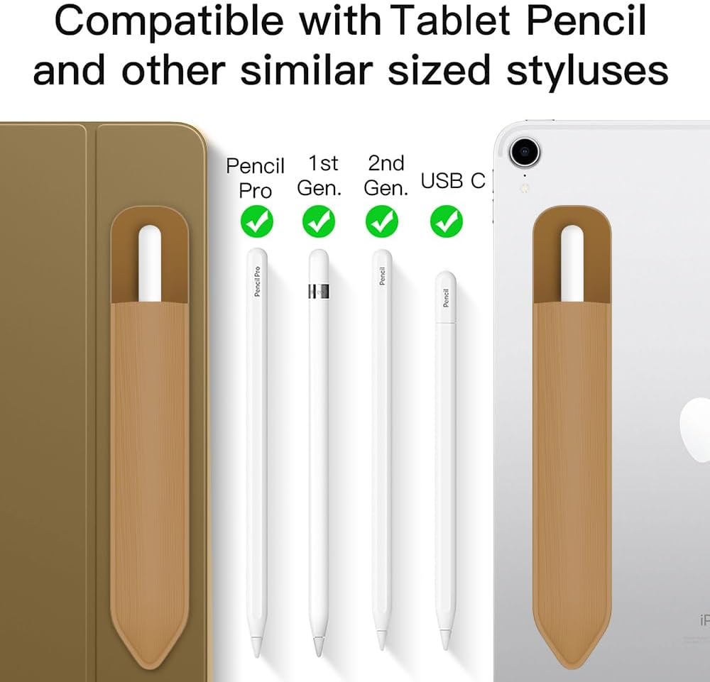MoKo Pencil Holder Sticker Fit Apple Pencil Pro, Apple Pencil (USB-C), iPencil 1st/2nd Generation, Elastic Pencil Pocket Pouch Adhesive Sleeve Attached to iPad Case for Stylus Pens,Black