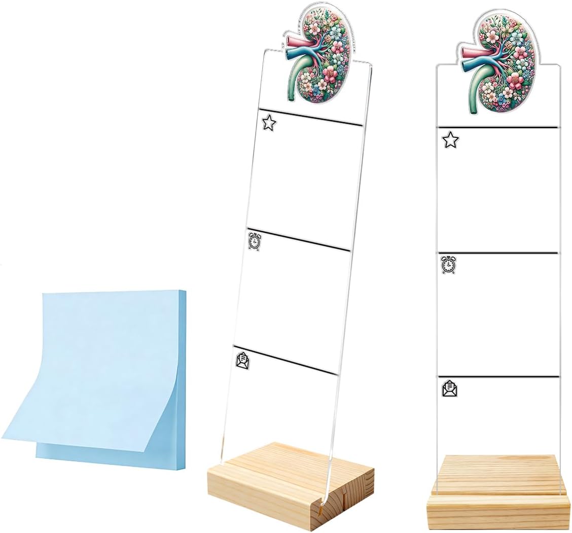 Monitor Memo Board Computer Monitor Memo Board Sticky Note Organizer Kidney Acrylic Desk Accessories Removable Wooden Base Set Sticky Notes 100 Sheets 11.8×3.1 inches