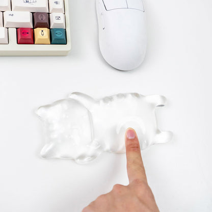 Ergonomic Gel Mouse Wrist Rest – Clear Cute Cat Mouse Wrist Rest, Comfort & Support for Typing and Gaming (Pink)