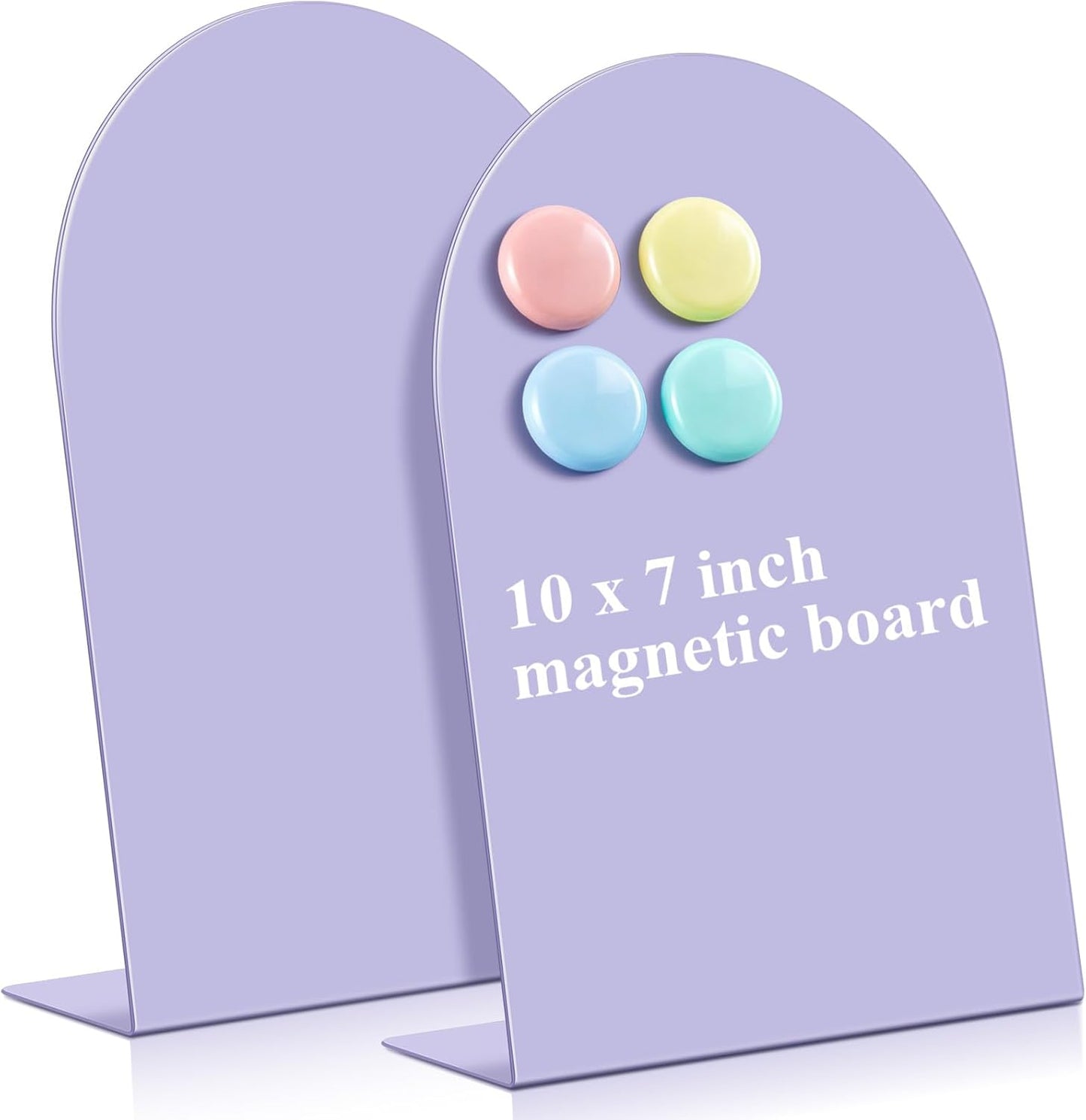 Shimeyao 2 Pcs Pink Magnetic Bulletin Board for Tabletops with 8 Magnets 10x7 Inch Memo Display Easel Stand for Home Office School Kitchen Table Supplies (Arched)