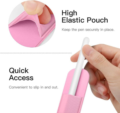 MoKo Pencil Holder Sticker Fit Apple Pencil Pro, Apple Pencil (USB-C), iPencil 1st/2nd Generation, Elastic Pencil Pocket Pouch Adhesive Sleeve Attached to iPad Case for Stylus Pens,Black