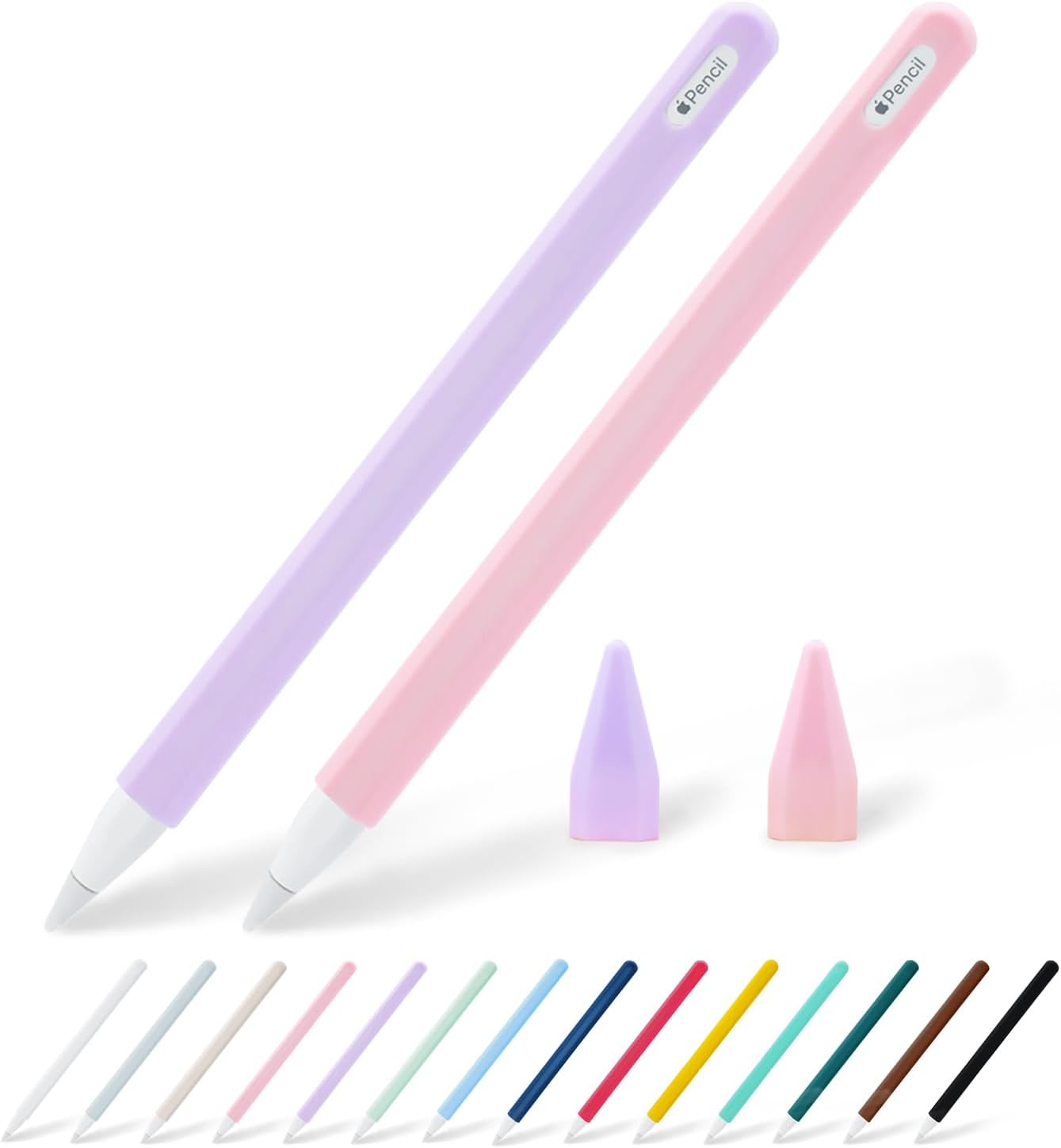 KELIFANG Silicone Case for Apple Pencil Pro 2024 & Apple Pencil 2nd Generation, Cute Pink Protective Skin Sleeve Cover Holder Grip and Tip Cap Accessories Compatible with iPad Pro 11 12.9 13 Inch