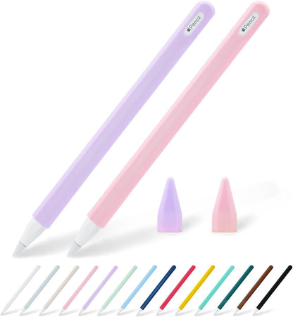 KELIFANG Silicone Case for Apple Pencil Pro 2024 & Apple Pencil 2nd Generation, Cute Pink Protective Skin Sleeve Cover Holder Grip and Tip Cap Accessories Compatible with iPad Pro 11 12.9 13 Inch