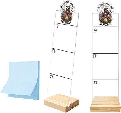 Monitor Memo Board Computer Monitor Memo Board Sticky Note Organizer Kidney Acrylic Desk Accessories Removable Wooden Base Set Sticky Notes 100 Sheets 11.8×3.1 inches