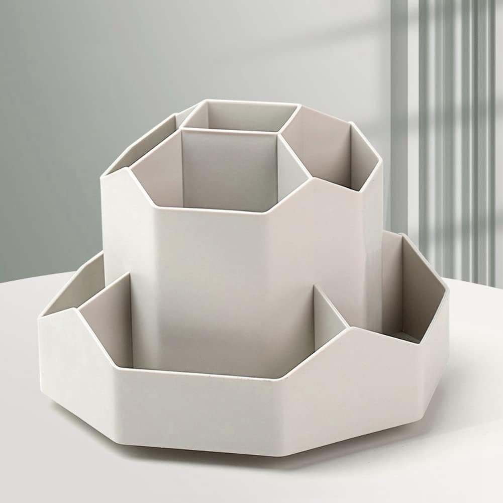 Rotating Art Supply Storage Organizer,Pencil Holder with 9 Compartment, Pen Storage Organizer, for Kids Art Desk, Homeschool Supplies, Home Office Desktop Organizer(White)