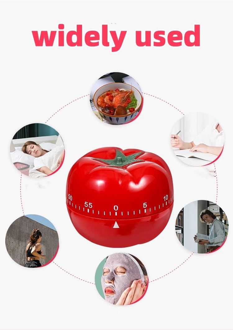 Kitchen Timer, 60-Minute Mechanical Countdown Timer, Red