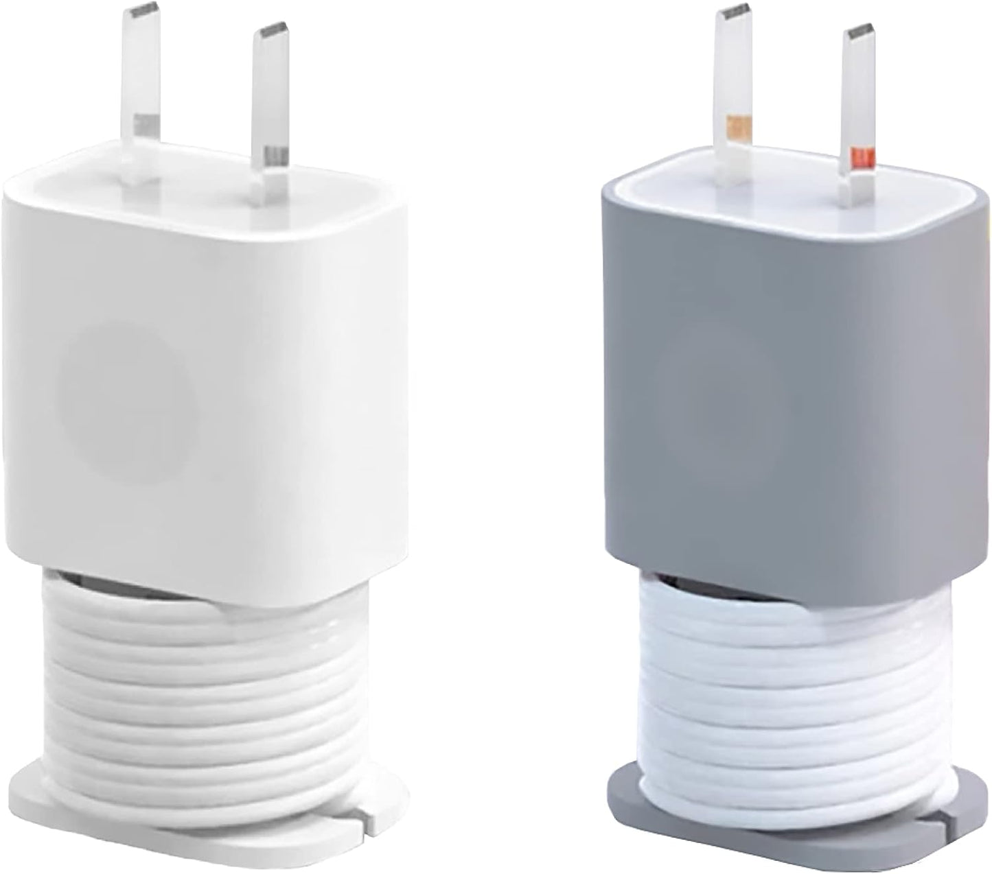 4-Pack 2 in 1 Silicone Charger Protector with Cord Wrap, iPhone Silicone Power Adapter Case, Snapback Charger Winder, Compatible with 18W/20W - 1.65 x 1.1 inches