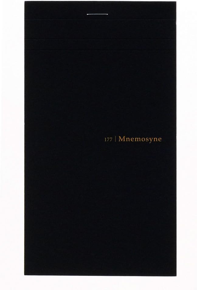 Maruman Mnemosyne Lined Notebook- Vertical A5, 5.83" x 8.27", 70 Sheets / 140 Pages, 7mm College Ruled With Center Line Journal, Perforated Pages & Wire-Bound to Lay Flat, Black, Made in Japan - Colors B