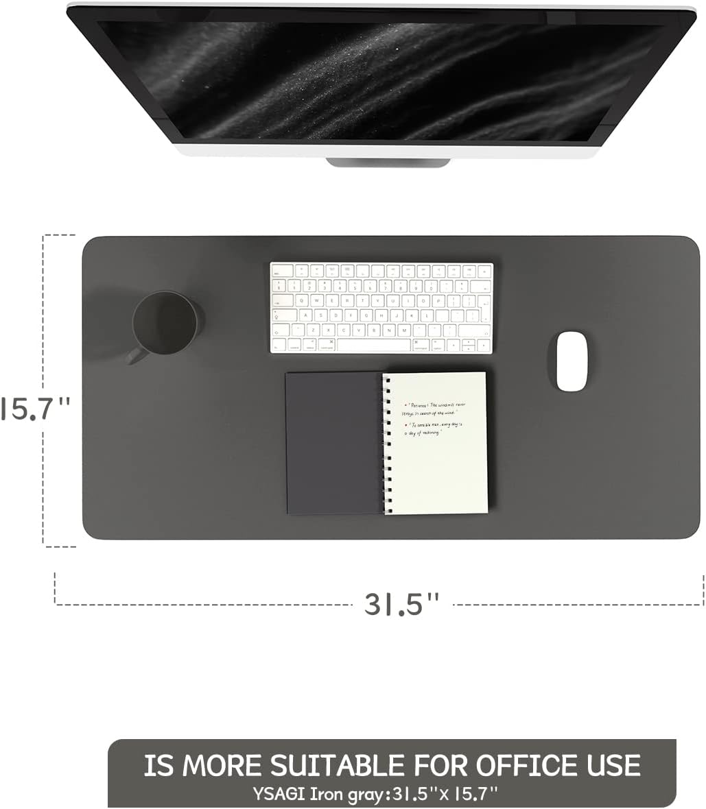 YSAGi Non-Slip Leather Desk Pad, Waterproof Laptop Computer Desk Keyboard Mat, Table Protector Blotter Mat, Large Mouse Pad for Office/Work/Home/Decor(Black, 31.5" x 15.7")