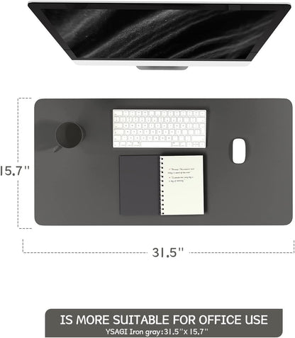 YSAGi Non-Slip Leather Desk Pad, Waterproof Laptop Computer Desk Keyboard Mat, Table Protector Blotter Mat, Large Mouse Pad for Office/Work/Home/Decor(Black, 31.5" x 15.7")