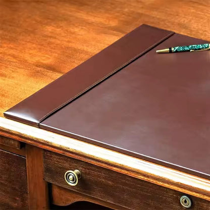 Luxury Bonded Leather Desk Blotter for Writing with Raised Side Rails, 30 x 18, Brown